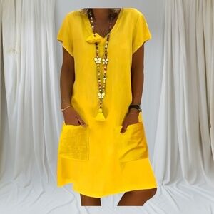 V-Neck Dress Short Sleeve A-Line